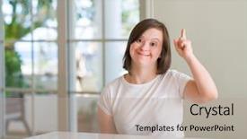  Presentation with down syndrome - Colorful PPT theme enhanced with physic mind - down syndrome woman at home backdrop and a  colored foreground