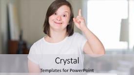  Presentation with down syndrom - Amazing PPT theme having physic mind - down syndrome woman at home backdrop and a light gray colored foreground