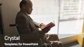  Presentation with nursing - Slides enhanced with side view of disabled senior background and a tawny brown colored foreground