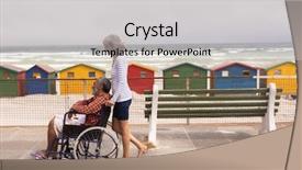  Presentation with honolulu senior on a beach - Presentation design consisting of walking on promenade at beach background and a light gray colored foreground