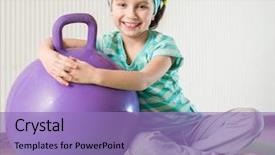  Presentation with smiling little girl - Colorful presentation enhanced with physical activity preschoolers - smiling girl with the fitness backdrop and a light blue colored foreground