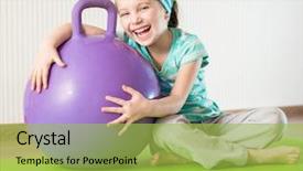  Presentation with smiling little girl - Presentation theme with physical activity preschoolers - smiling girl with the fitness background and a  colored foreground