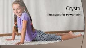  Presentation with physical fitness - Amazing presentation design having physical activity preschoolers - smiling little girl in lilac backdrop and a light gray colored foreground