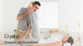  Presentation with chiropractor - Slides with physical appearance - chiropractor is exercising background and a soft green colored foreground