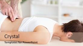  Presentation with chiropractor - PPT theme with physical appearance - chiropractor is massaging a woman background and a lemonade colored foreground