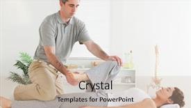  Presentation with appearance - Audience pleasing slides consisting of physical appearance - chiropractor is stretching a young backdrop and a soft green colored foreground