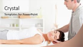  Presentation with chiropractor - Amazing theme having physical appearance - chiropractor stretching a charming woman backdrop and a white colored foreground
