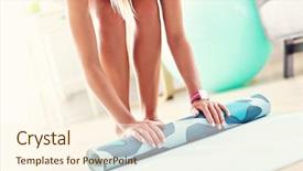  Presentation with appearance - Beautiful slide set featuring physical appearance - young woman holding a yoga backdrop and a cream colored foreground