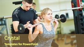  Presentation with trainer - Cool new PPT theme with physical assessment - fitness trainer works with woman backdrop and a coral colored foreground