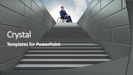  Presentation with wheelchair - Slide deck featuring physical barrier - accessibility concepth with wheelchair background and a  colored foreground