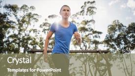 Presentation with obstacle course - Presentation design with physical barrier - fit woman running through obstacle background and a coral colored foreground