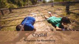  Presentation with obstacle course - Amazing presentation theme having physical barrier - kids crawling under the net backdrop and a  colored foreground