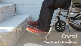  Presentation with limitations - Cool new theme with physical barrier - wheelchair-bound person near stairs concept backdrop and a gray colored foreground