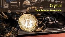  Presentation with record keeping - Amazing slide set having physical bitcoins and record-keeping backdrop and a  colored foreground