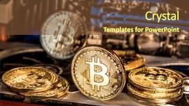  Presentation with record keeping - Beautiful PPT theme featuring physical bitcoins and record-keeping backdrop and a  colored foreground
