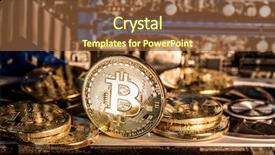  Presentation with record keeping - Slide set with physical bitcoins and record-keeping background and a  colored foreground