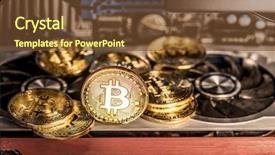 Presentation with record keeping - Audience pleasing PPT theme consisting of physical bitcoins and record-keeping backdrop and a tawny brown colored foreground