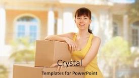  Presentation with new home - Amazing PPT layouts having physical change - portrait of young girl backdrop and a coral colored foreground