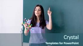  Presentation with teacher - Audience pleasing PPT theme consisting of physical chemisty - young female teacher student backdrop and a ocean colored foreground