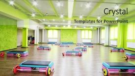  Presentation with physical fitness - Cool new slide deck with physical design - interior of a modern fitness backdrop and a mint green colored foreground