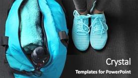  Presentation with physical fitness - Audience pleasing slide deck consisting of physical design - woman standing next to bag backdrop and a dark gray colored foreground