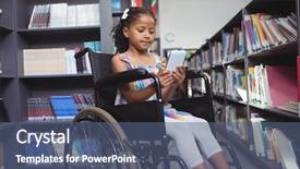  Presentation with using digital tablet - Cool new presentation theme with physical disability - girl using digital tablet while backdrop and a  colored foreground