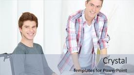  Presentation with helping - Slides consisting of physical disability - helping a friend background and a  colored foreground