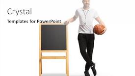  Presentation with physical-education - Slide deck with physical-education-teacher-holding background and a  colored foreground