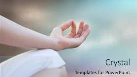  Presentation with knee - PPT theme having physical environment - hand and knee of meditating background and a light blue colored foreground
