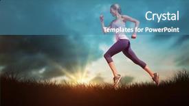  Presentation with sky blue - Presentation theme consisting of physical environment - pretty fit blonde jogging background and a teal colored foreground