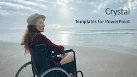  Presentation with wheelchair - Slide set with physical environment - side view of young disabled background and a lemonade colored foreground