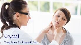  Presentation with physical examination - Beautiful slide deck featuring physical examination - doctor checking female patient backdrop and a sky blue colored foreground