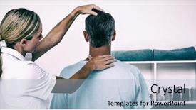  Presentation with physical examination - Amazing PPT layouts having physical examination - doctor examining patient knee backdrop and a light blue colored foreground