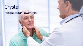  Presentation with patients - Audience pleasing presentation theme consisting of physical examination - doctor examining senior patients neck backdrop and a sky blue colored foreground