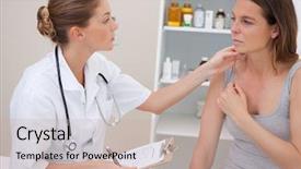  Presentation with physical examination - Beautiful slide deck featuring physical examination - patient being examined by doctor backdrop and a coral colored foreground