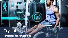  Presentation with gym - Slide set consisting of health tech - man working out in gym background and a ocean colored foreground