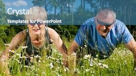  Presentation with senior couple - PPT theme enhanced with physical exercise outdoors push background and a teal colored foreground