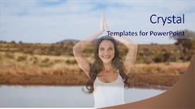  Presentation with digital - Presentation theme with physical exercise themed - digital composite of double exposure background and a sky blue colored foreground