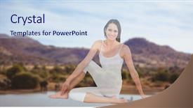  Presentation with digital - PPT theme with physical exercise themed - digital composite of young woman background and a  colored foreground