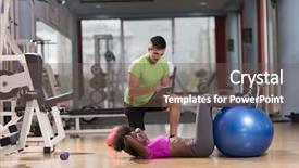  Presentation with exercise trainer - Amazing slides having physical fitness - healthy young couple exercise backdrop and a gray colored foreground