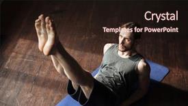  Presentation with physiotherapy making physical exercises - Slide deck enhanced with physical fitness - image of handsome strong sportsman background and a wine colored foreground