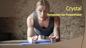  Presentation with strong - Presentation theme enhanced with physical fitness - image of serious strong sportsman background and a tawny brown colored foreground