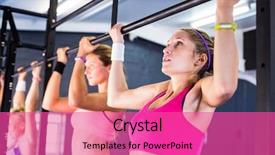  Presentation with physical fitness - Beautiful theme featuring physical fitness - people doing chin-ups while hanging backdrop and a coral colored foreground
