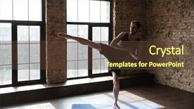  Presentation with physical fitness - Presentation theme featuring physical fitness - photo of attractive strong sportsman background and a tawny brown colored foreground