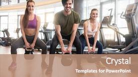  Presentation with three - Amazing PPT layouts having physical fitness - three fit young people smiling backdrop and a coral colored foreground