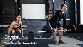  Presentation with physical fitness - Theme featuring physical fitness - weight lifting background and a tawny brown colored foreground
