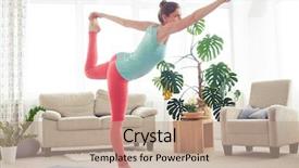  Presentation with physical fitness - Audience pleasing presentation theme consisting of physical fitness - wide shot of relaxed woman backdrop and a coral colored foreground