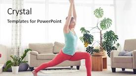  Presentation with well - Presentation design featuring physical fitness - wide shot of well-built female background and a white colored foreground