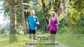  Presentation with active lifestyle - Audience pleasing PPT theme consisting of physical fitness old age - full length front view backdrop and a mint green colored foreground