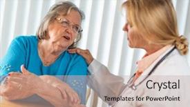  Presentation with child and adult talking - Presentation design having physical fitness old age - senior adult woman talking background and a mint green colored foreground